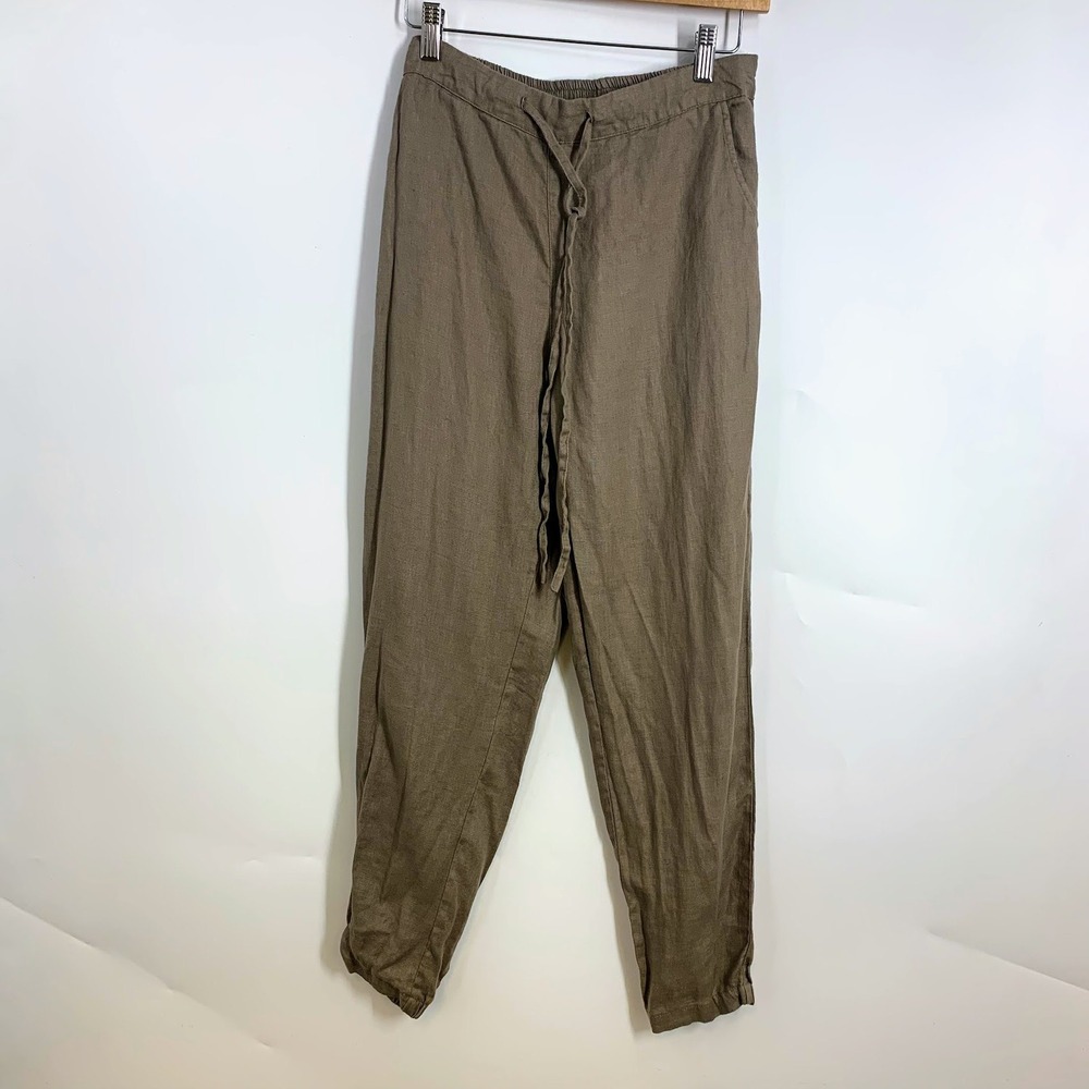 IXIMO Women Linen Blend Drawstring‎ Waist Pants Elastic Waist Relaxed Fit Size S